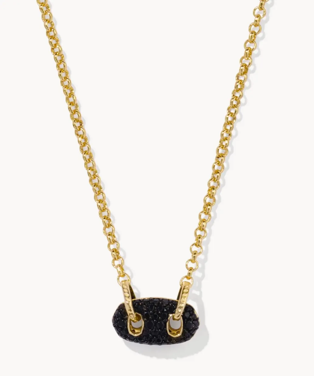 Bailey Gold Pave Short Pendant Necklace in Black Crystal