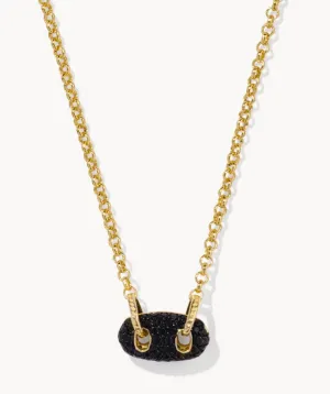 Bailey Gold Pave Short Pendant Necklace in Black Crystal
