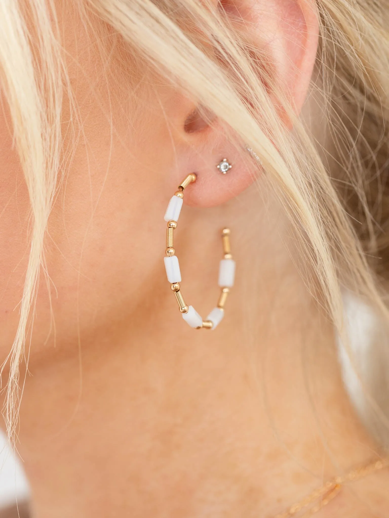 Beaded Classic Hoop Earrings