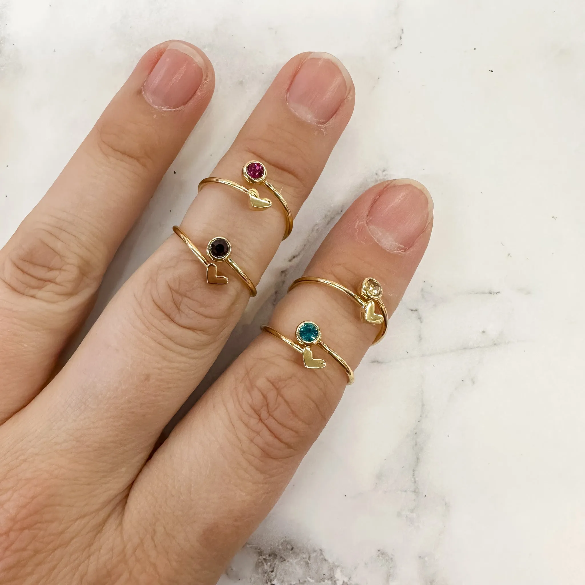 Birthstone and Heart Ring