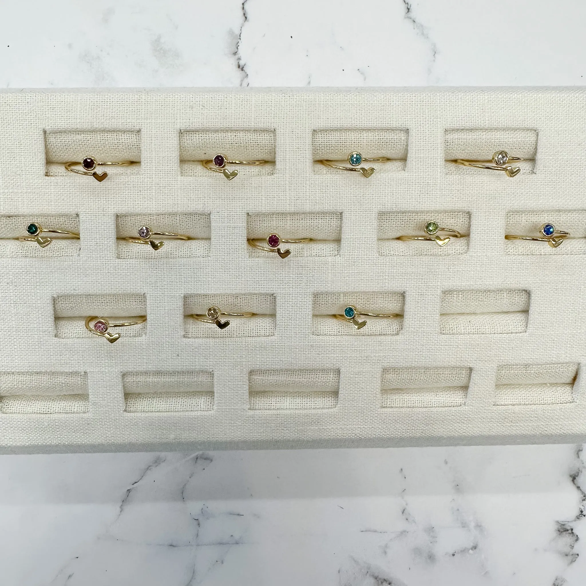 Birthstone and Heart Ring