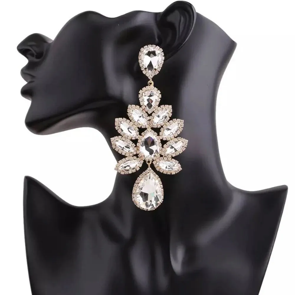Black Rhinestone Drop Earrings