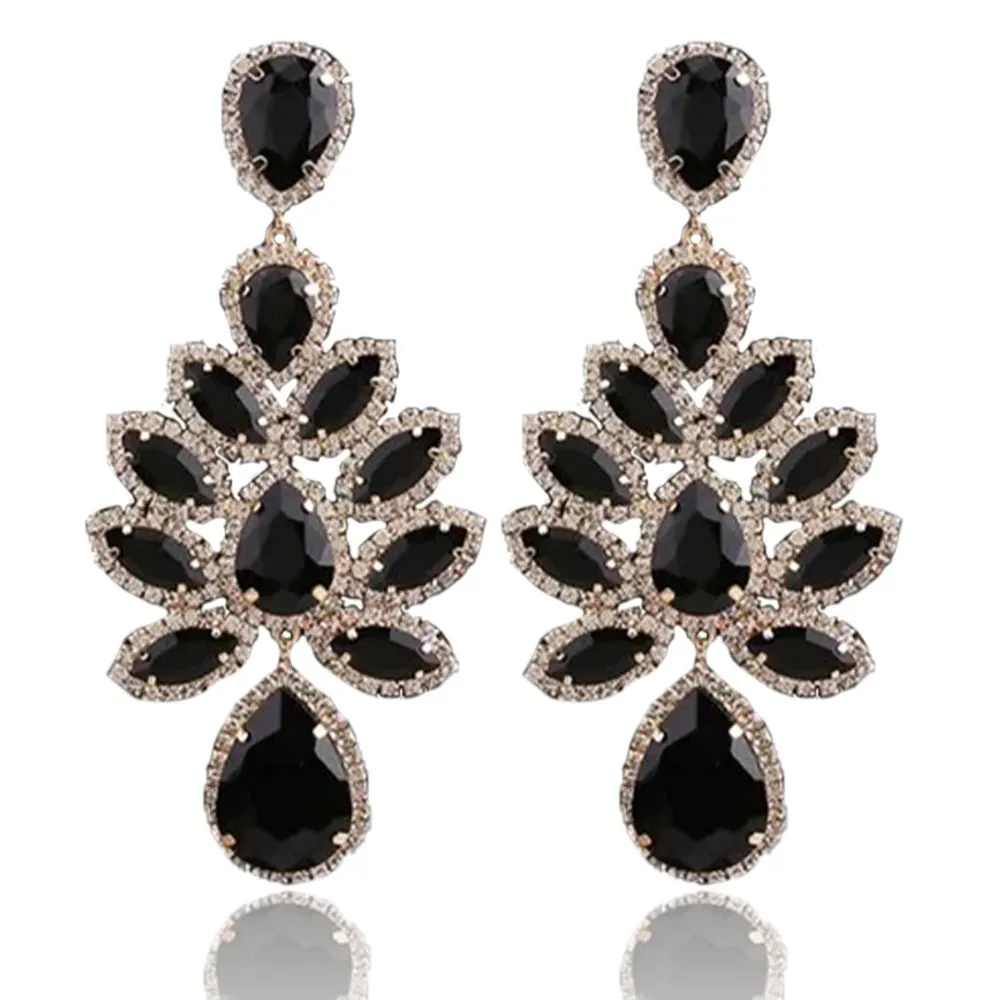 Black Rhinestone Drop Earrings