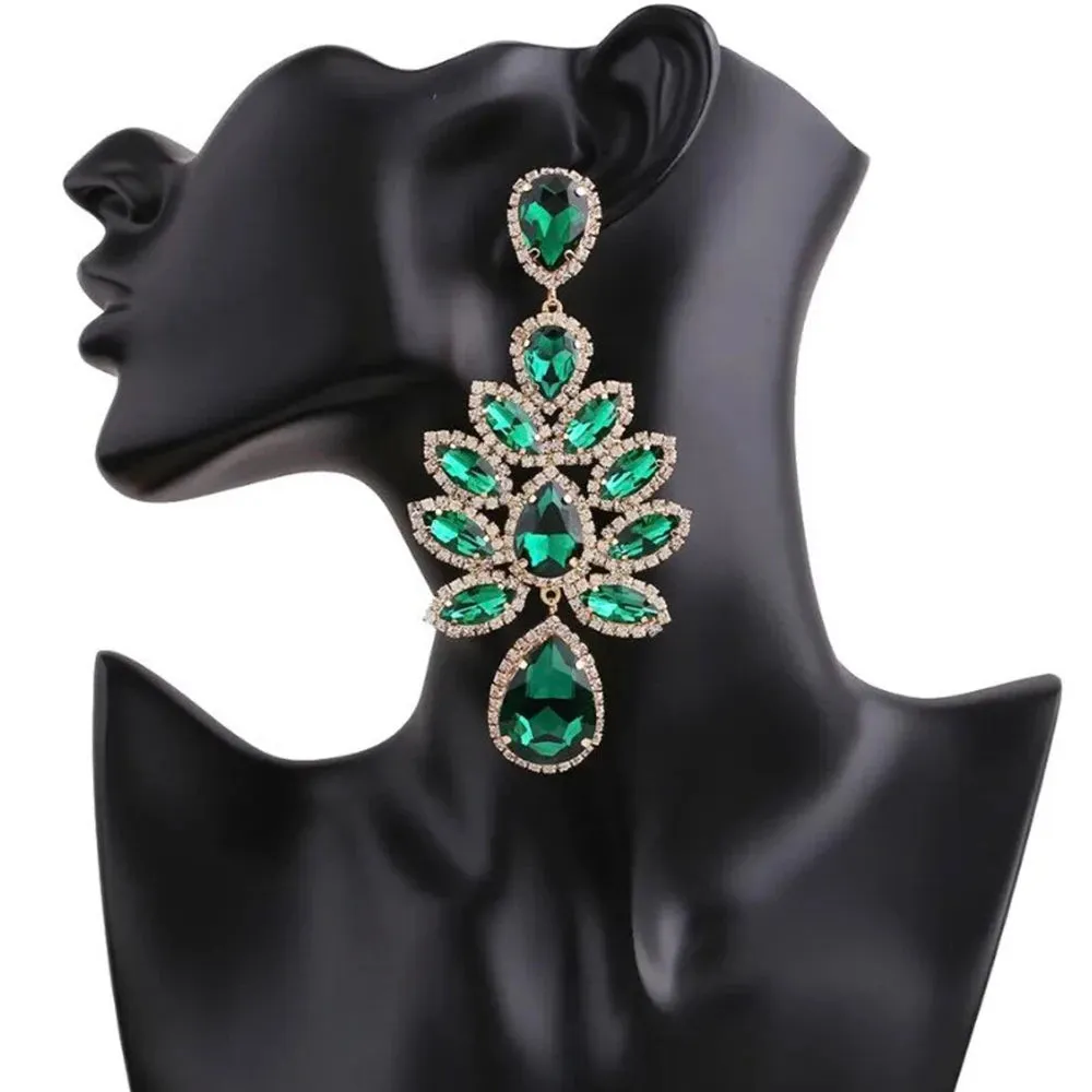 Black Rhinestone Drop Earrings