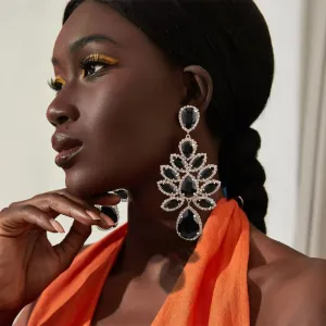 Black Rhinestone Drop Earrings
