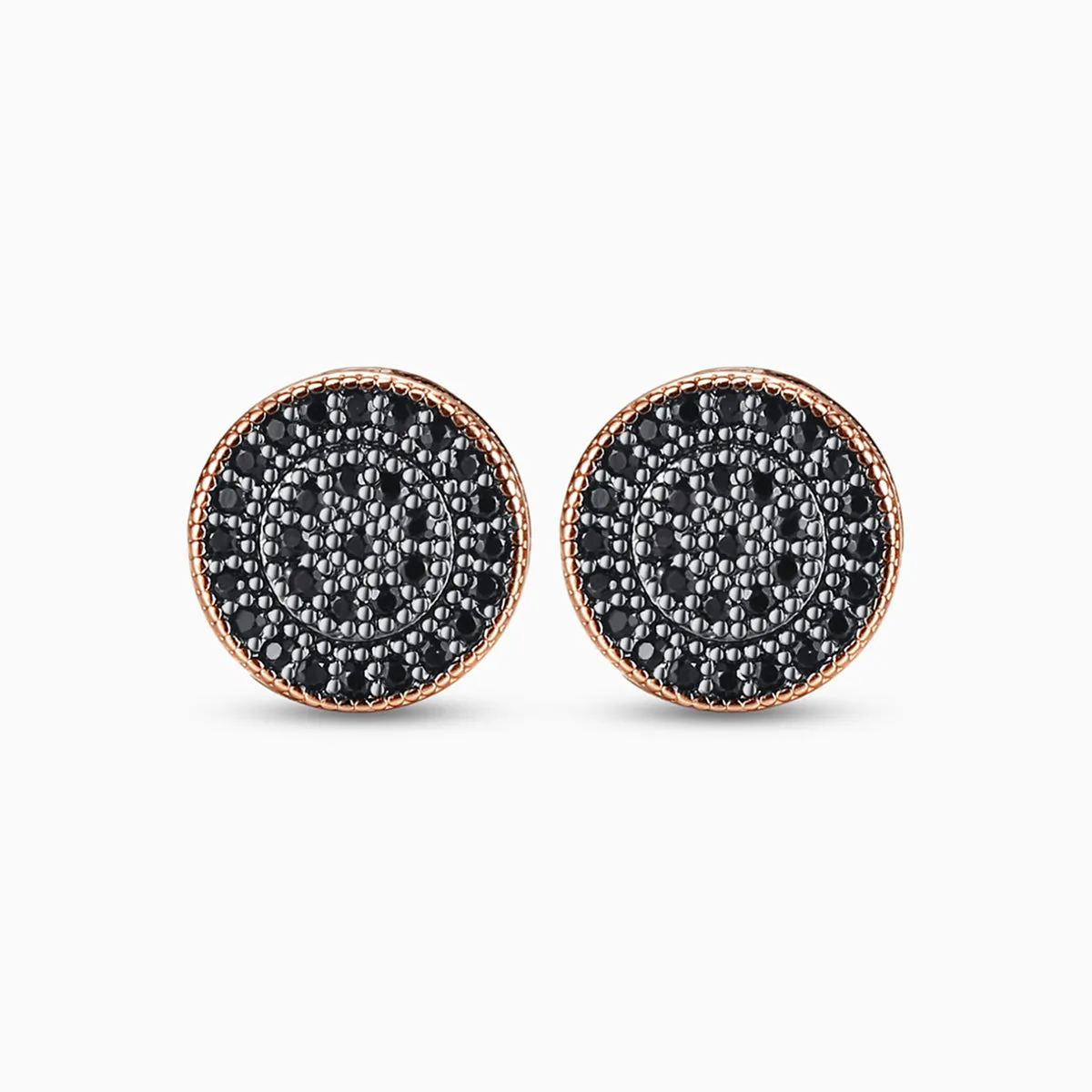 Black Rose Circle Stud Earrings