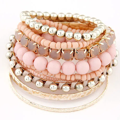 Bohemian Candy Color Multilayer Beads Bracelet Bangles jewelry for women
