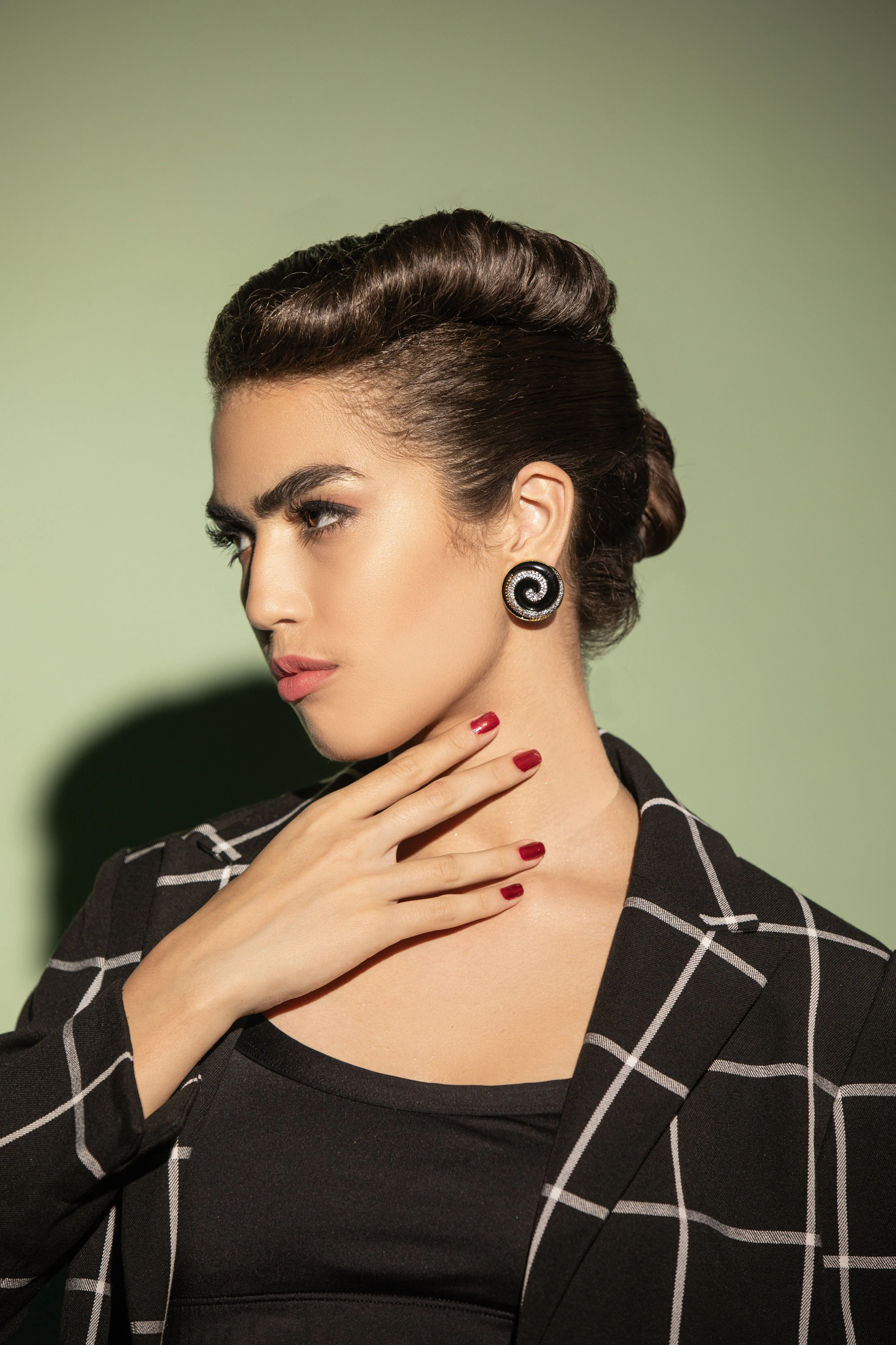 Bold Black Spiral Circle Earrings | Buy Jewelry Online