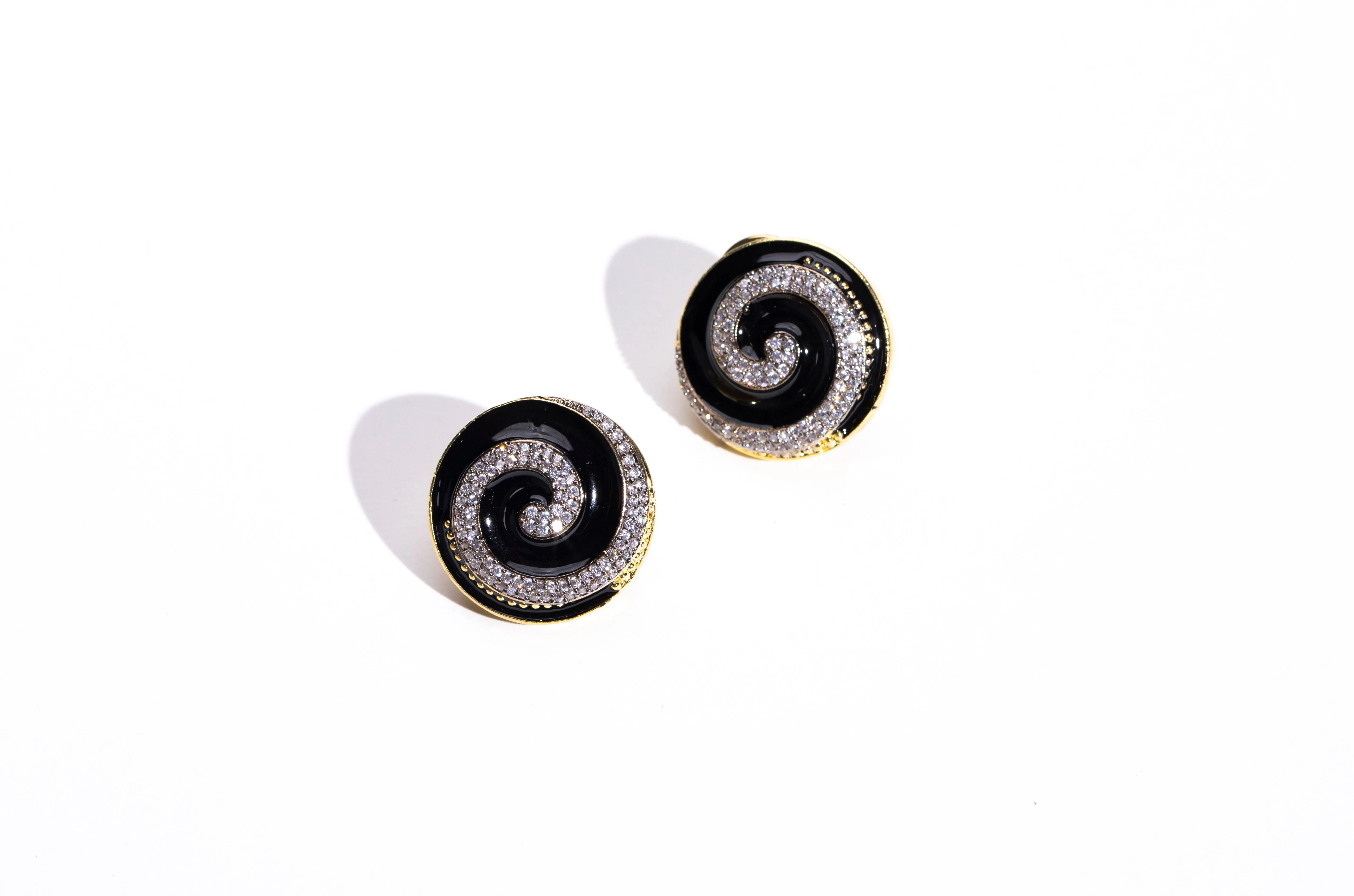Bold Black Spiral Circle Earrings | Buy Jewelry Online