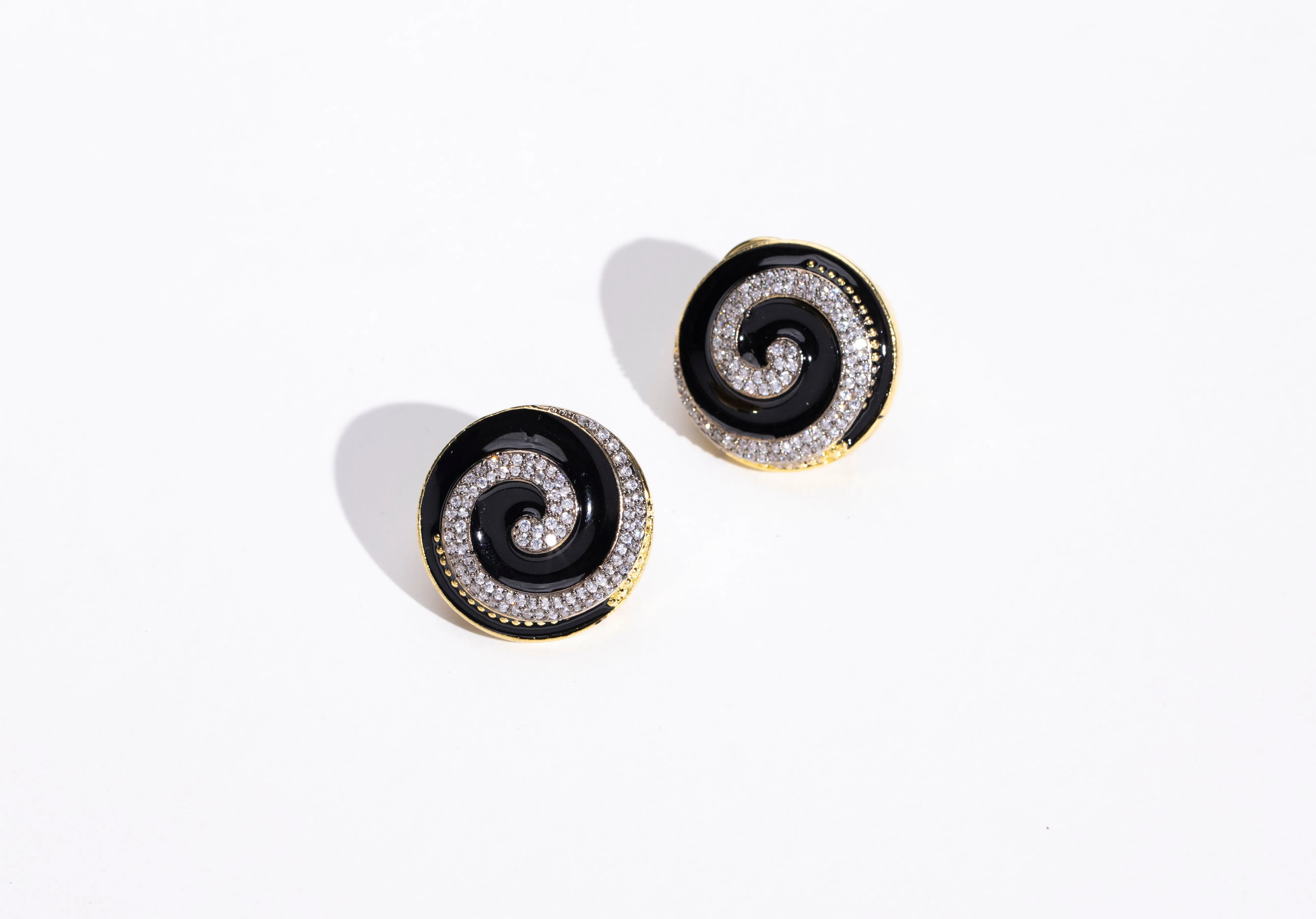 Bold Black Spiral Circle Earrings | Buy Jewelry Online