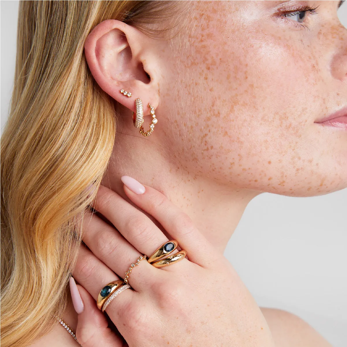Bold Pavé Hoops in Gold