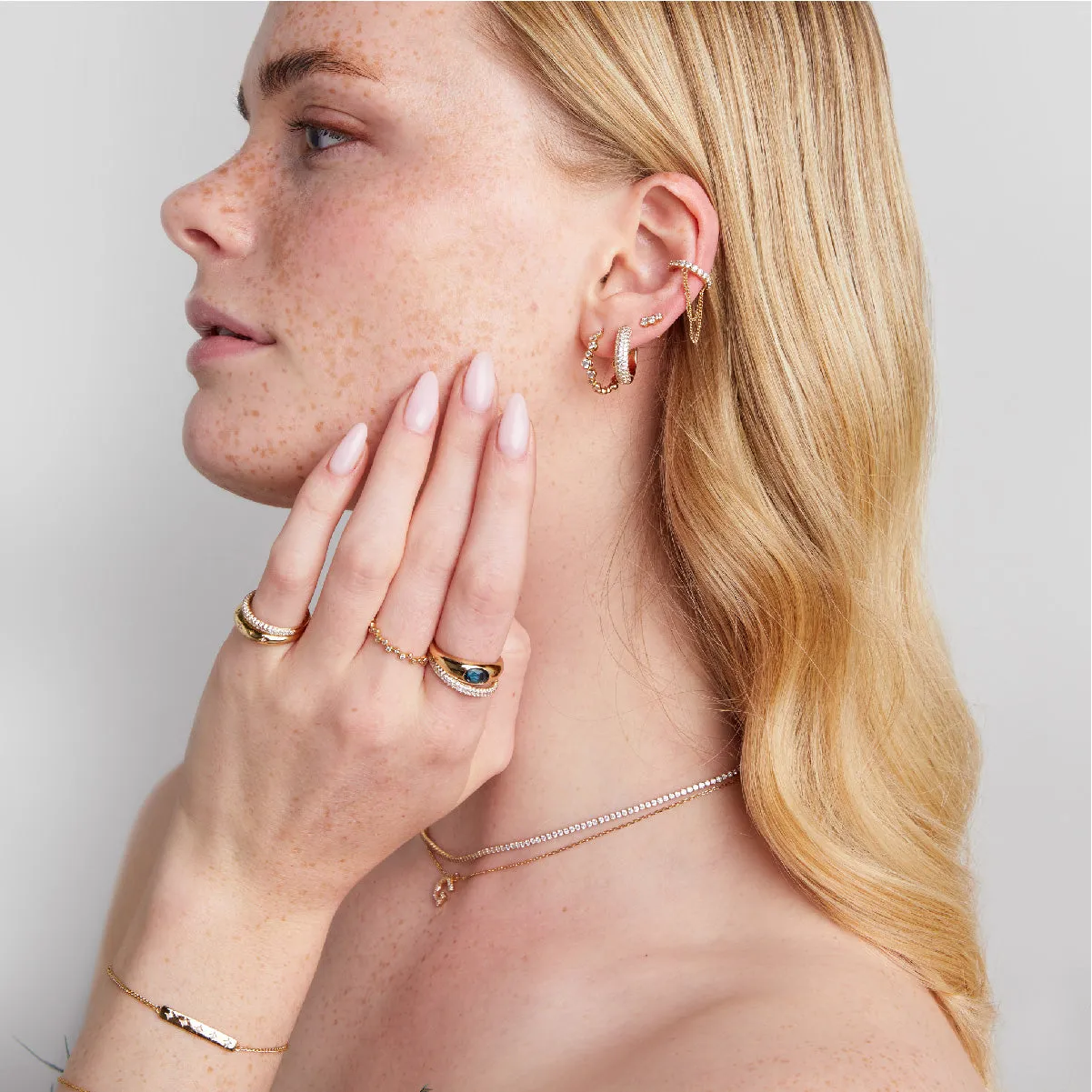 Bold Pavé Hoops in Gold