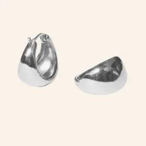 Bold Pottery Hoop Earrings (Silver)