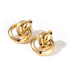 Bold Round Geometric interlock Smooth Stud Earrings