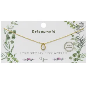 BRIDESMAID CZ Stone & Pearl Pendant Gold Dipped Necklace