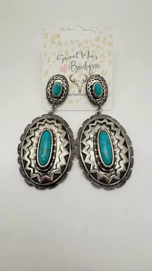 Chunky Concho Turquoise Earring