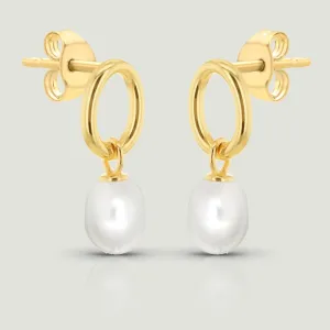 Circular Pearl Stud Earrings
