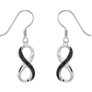 Classic Women's Earrings - Black Diamond Pave Infinity French Wire Closure | D-4705