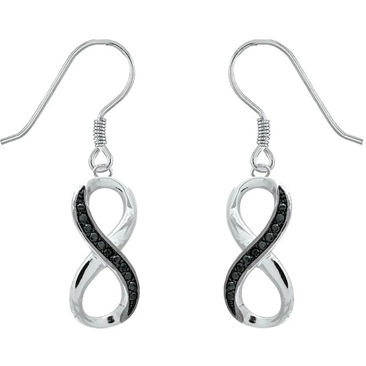 Classic Women's Earrings - Black Diamond Pave Infinity French Wire Closure | D-4705