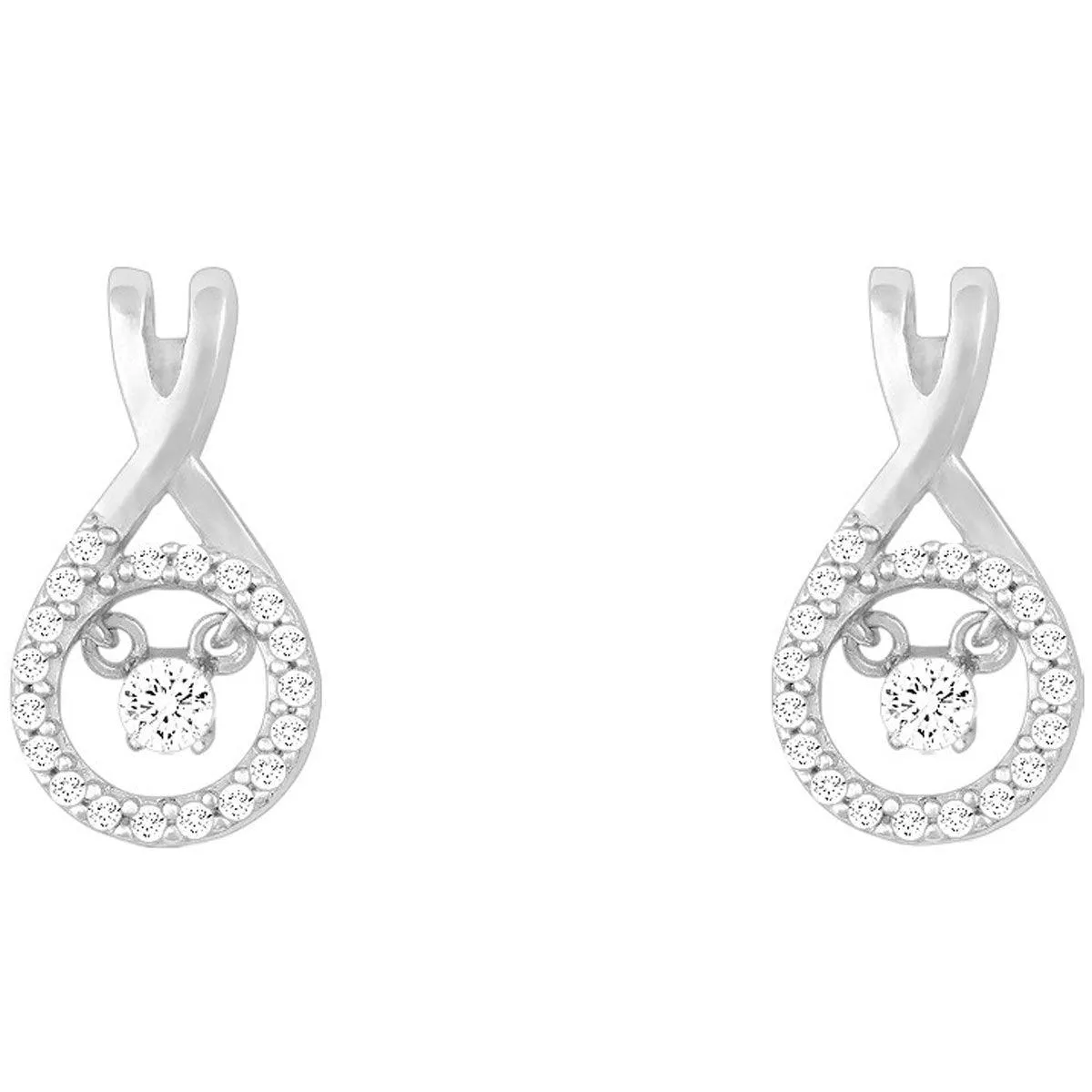 Classic Women's Earrings - Center Dancing Shimmering CZ Post Back Closure | D-5206