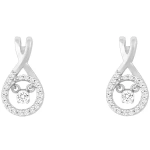 Classic Women's Earrings - Center Dancing Shimmering CZ Post Back Closure | D-5206