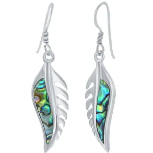 Classic Women's Earrings - Sterling Silver Abalone Leaf French Wire Closure | D-8041
