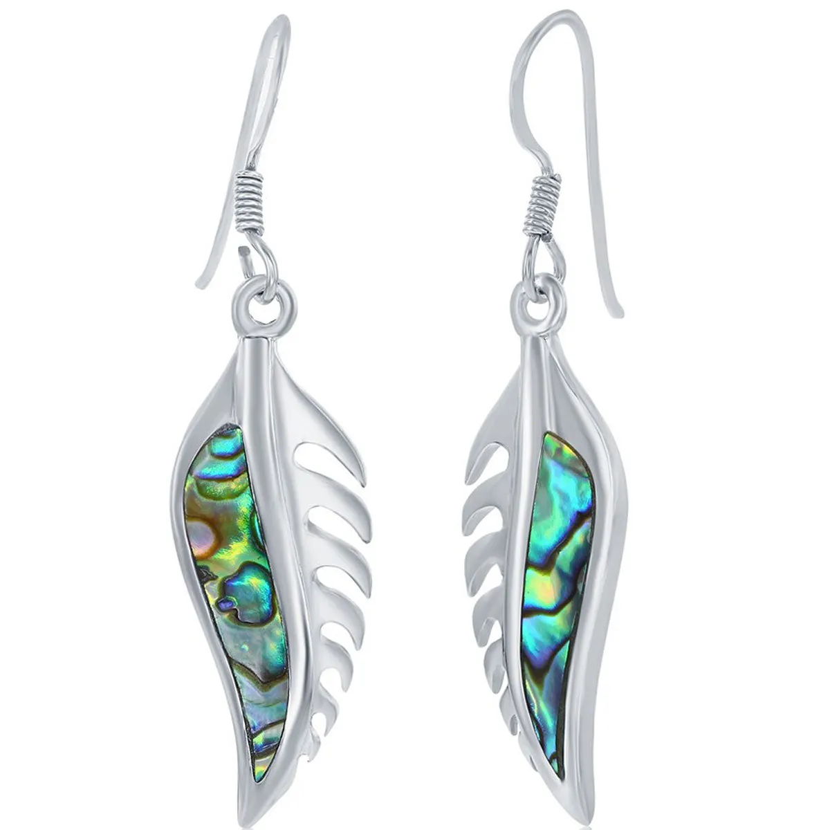 Classic Women's Earrings - Sterling Silver Abalone Leaf French Wire Closure | D-8041