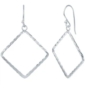Classic Women's Earrings - Sterling Silver Open Square French Wire Closure | A-2172