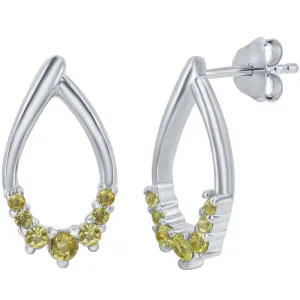Classic Women's Earrings - Sterling Silver Pear Shaped Citrine Post Back | D-8126