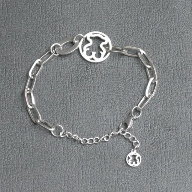 Colorful Bear Simple Cute Hollow Bear Hair Rope Headdress Fashion Bear Bracelet Stainless Steel Bangles Animal Pendant Bracelet