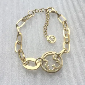 Colorful Bear Simple Cute Hollow Bear Hair Rope Headdress Fashion Bear Bracelet Stainless Steel Bangles Animal Pendant Bracelet