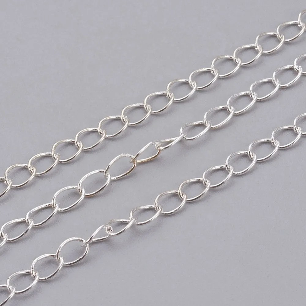 Curb Chain w. Soldered Links (1m) - Silver