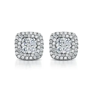 Cushion-Shaped Double Halo Stud Earrings