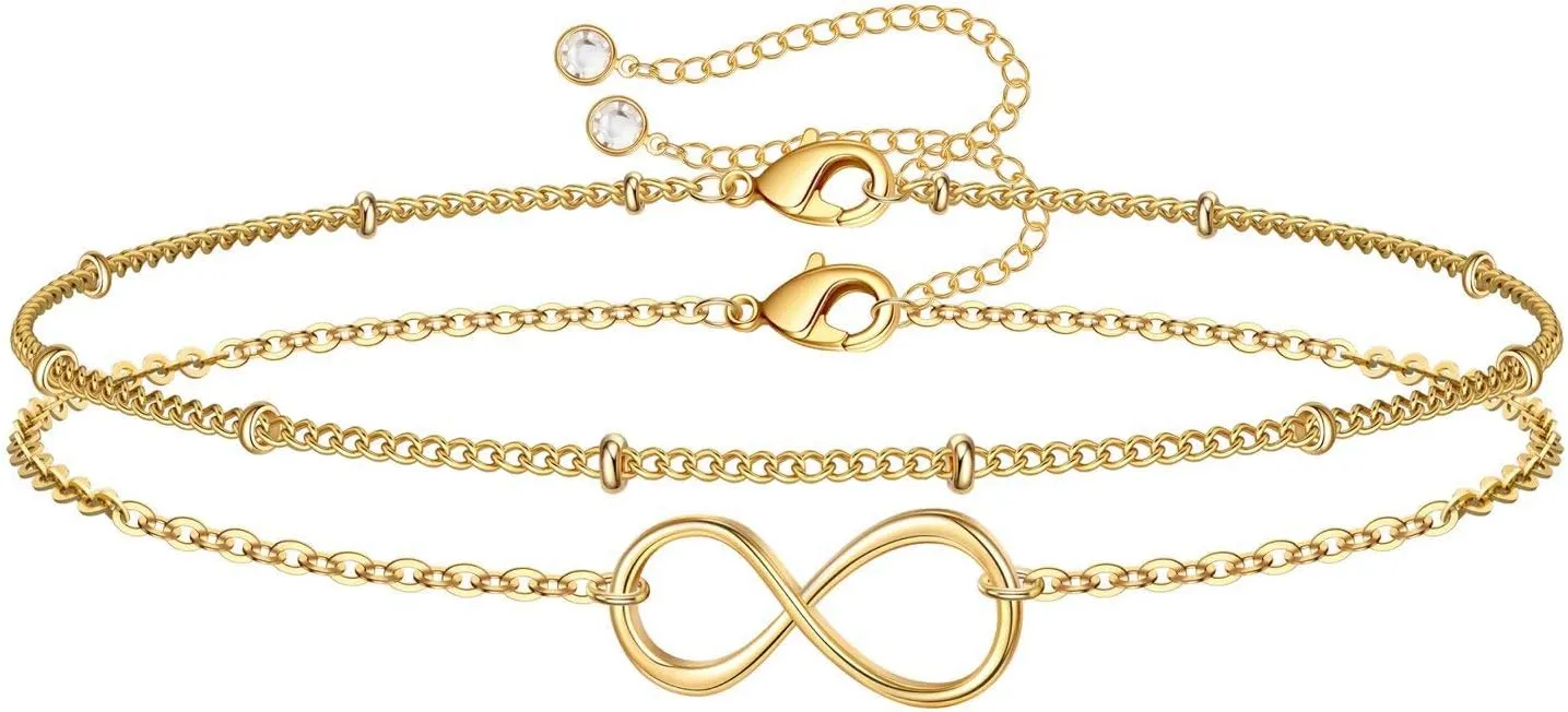 Dainty Gold Bracelets for Women, 14K Gold Plated Adjustable Layered Bracelet Cute Evil Eye Oval Chain Pearl Bar Turtle Gold Bracelets for Women Jewelry