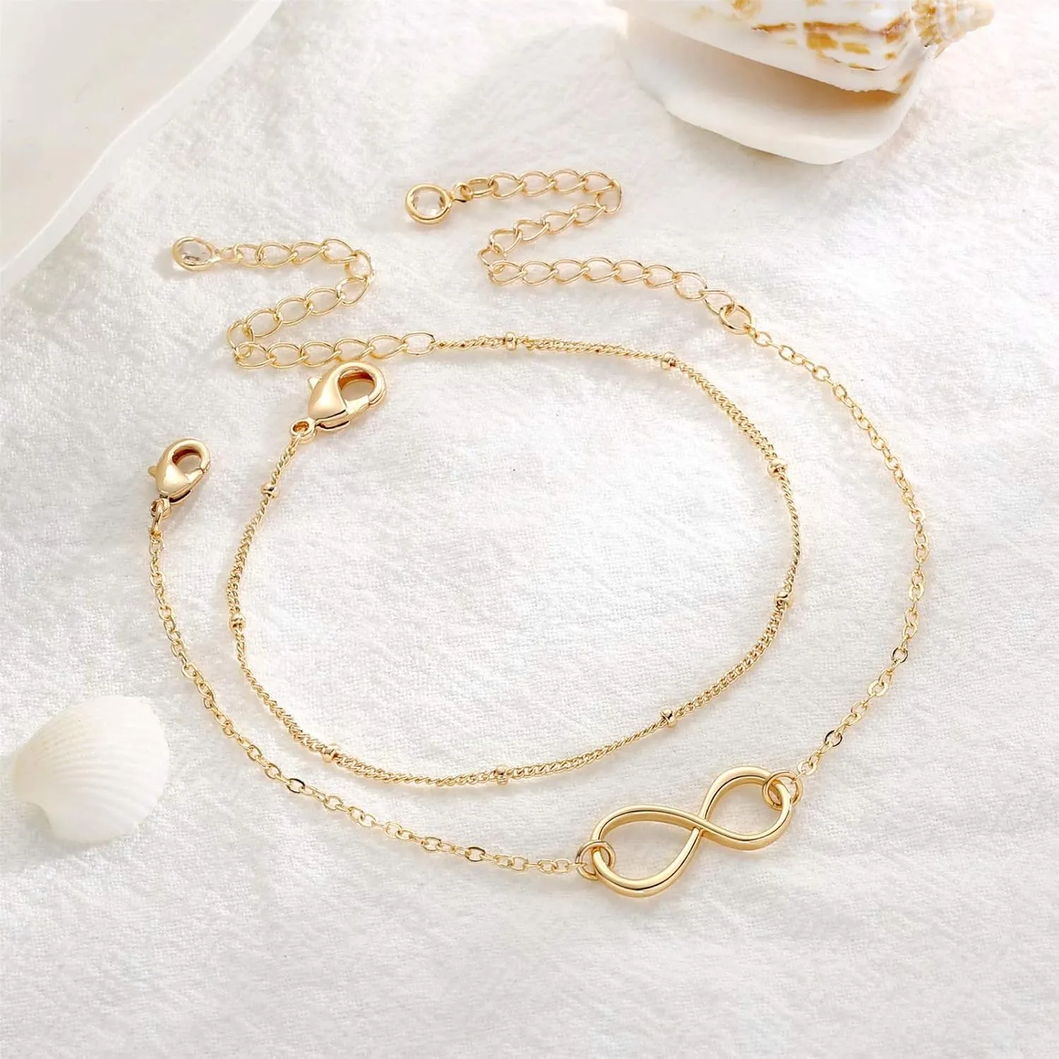 Dainty Gold Bracelets for Women, 14K Gold Plated Adjustable Layered Bracelet Cute Evil Eye Oval Chain Pearl Bar Turtle Gold Bracelets for Women Jewelry