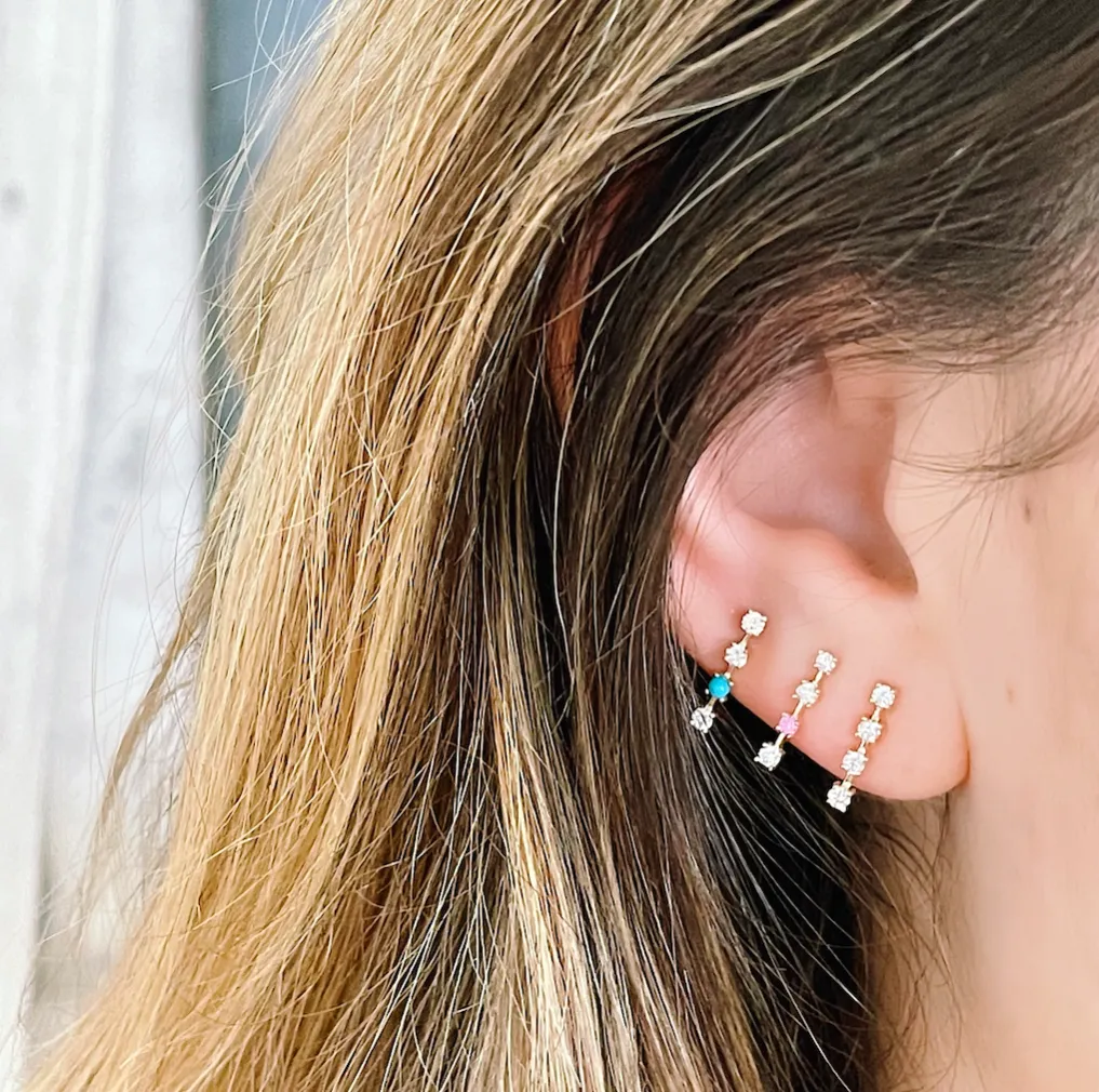 Diamond & Pink Sapphire Sparkling Sugar Stud Earring