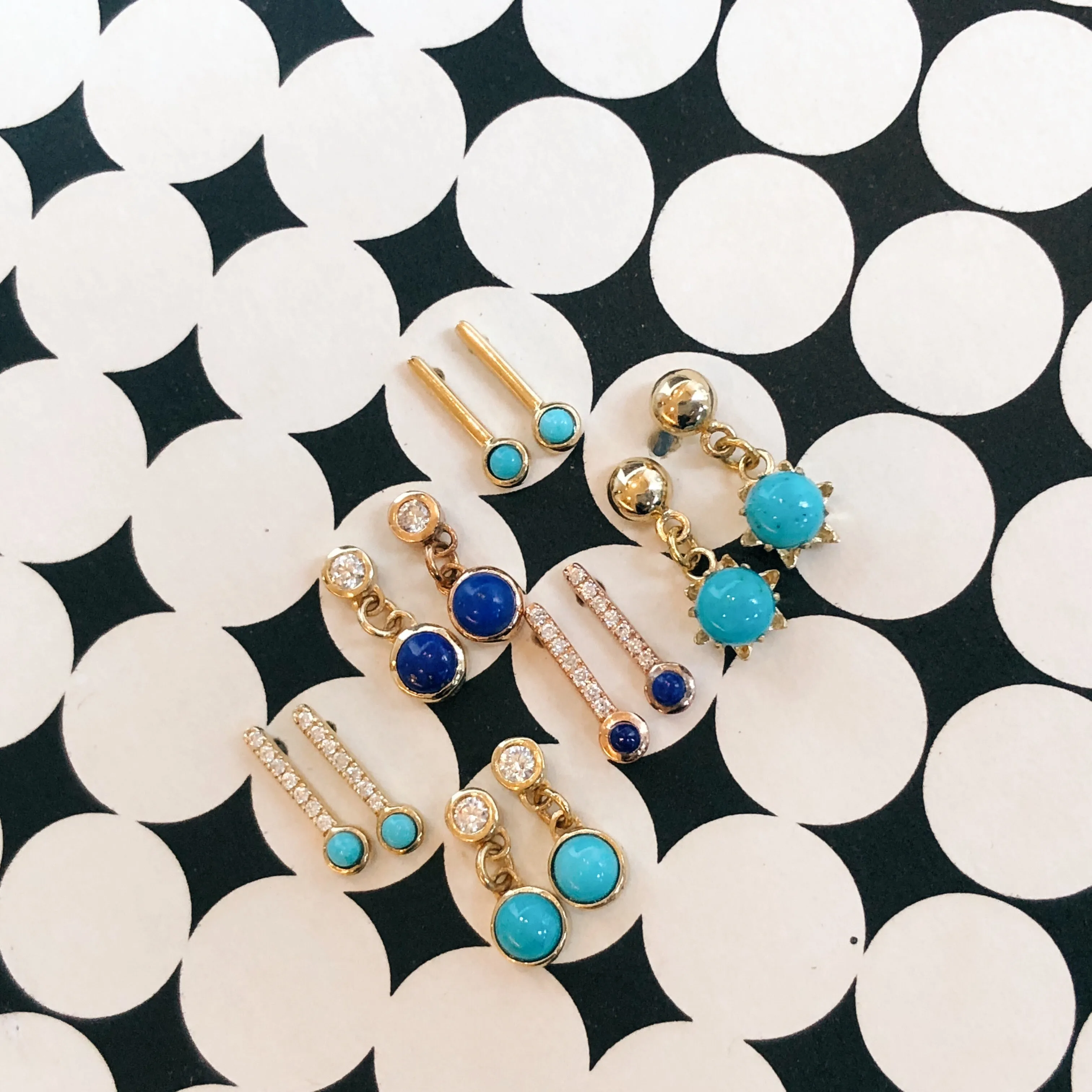 Diamond and Turquoise Sticks & Stones Stud Earring