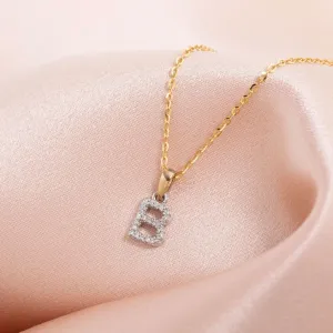 Diamond - B - Necklace | 9ct Gold