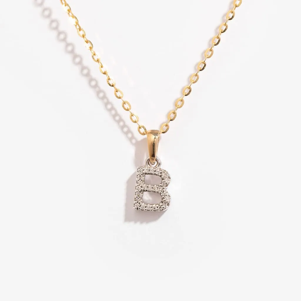 Diamond - B - Necklace | 9ct Gold