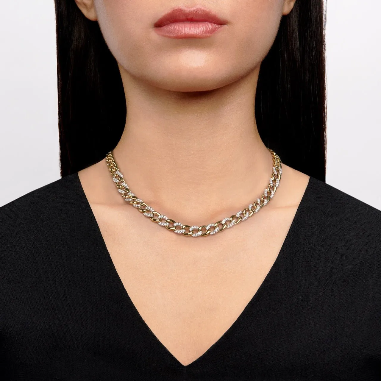 Diamond Bold Link Choker Necklace - 2.50ct