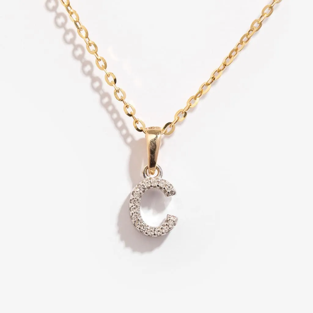 Diamond - C - Necklace | 9ct Gold