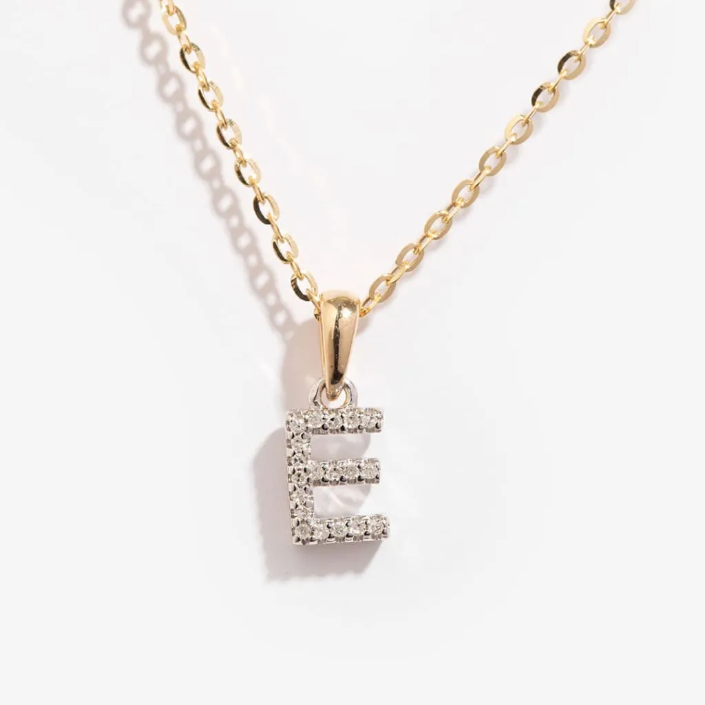 Diamond - E - Necklace | 9ct Gold