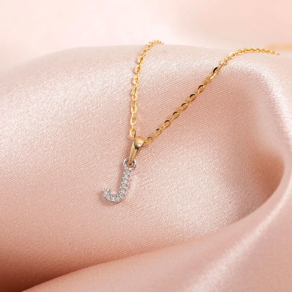 Diamond - J - Necklace | 9ct Gold
