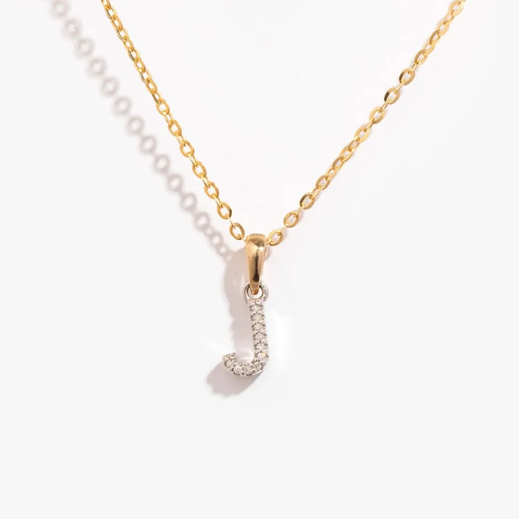 Diamond - J - Necklace | 9ct Gold