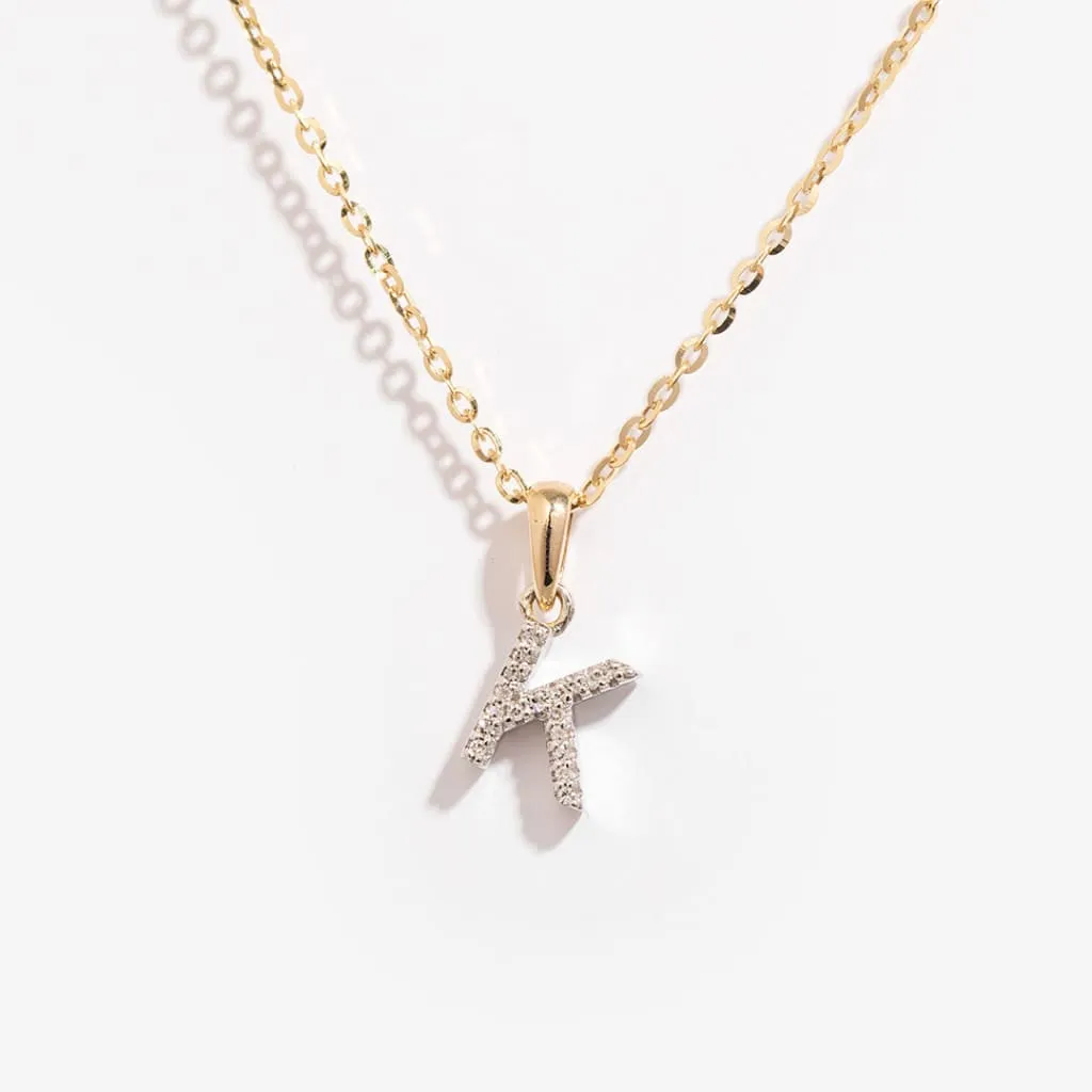 Diamond - K - Necklace | 9ct Gold