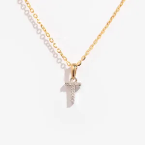 Diamond - T - Necklace | 9ct Gold