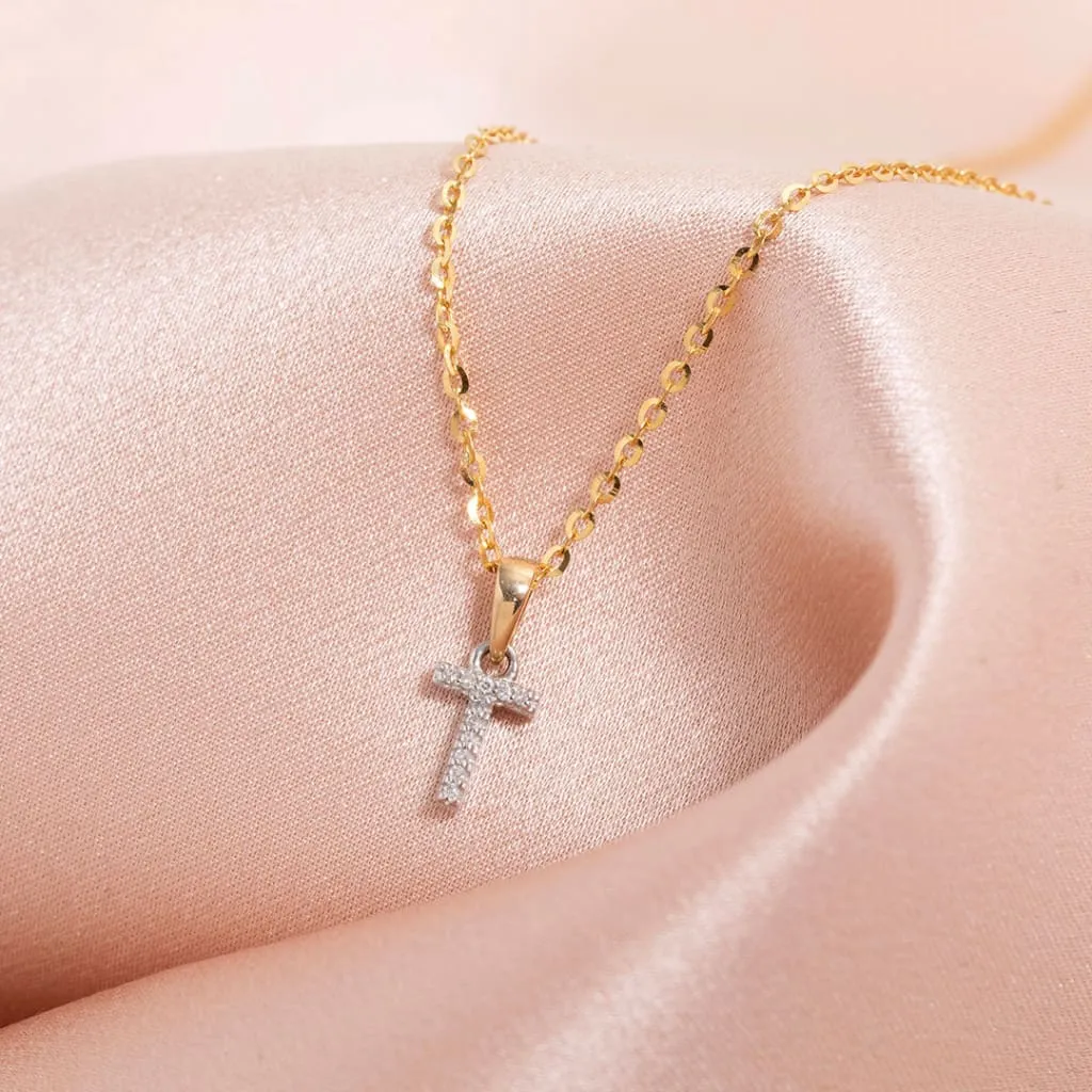 Diamond - T - Necklace | 9ct Gold