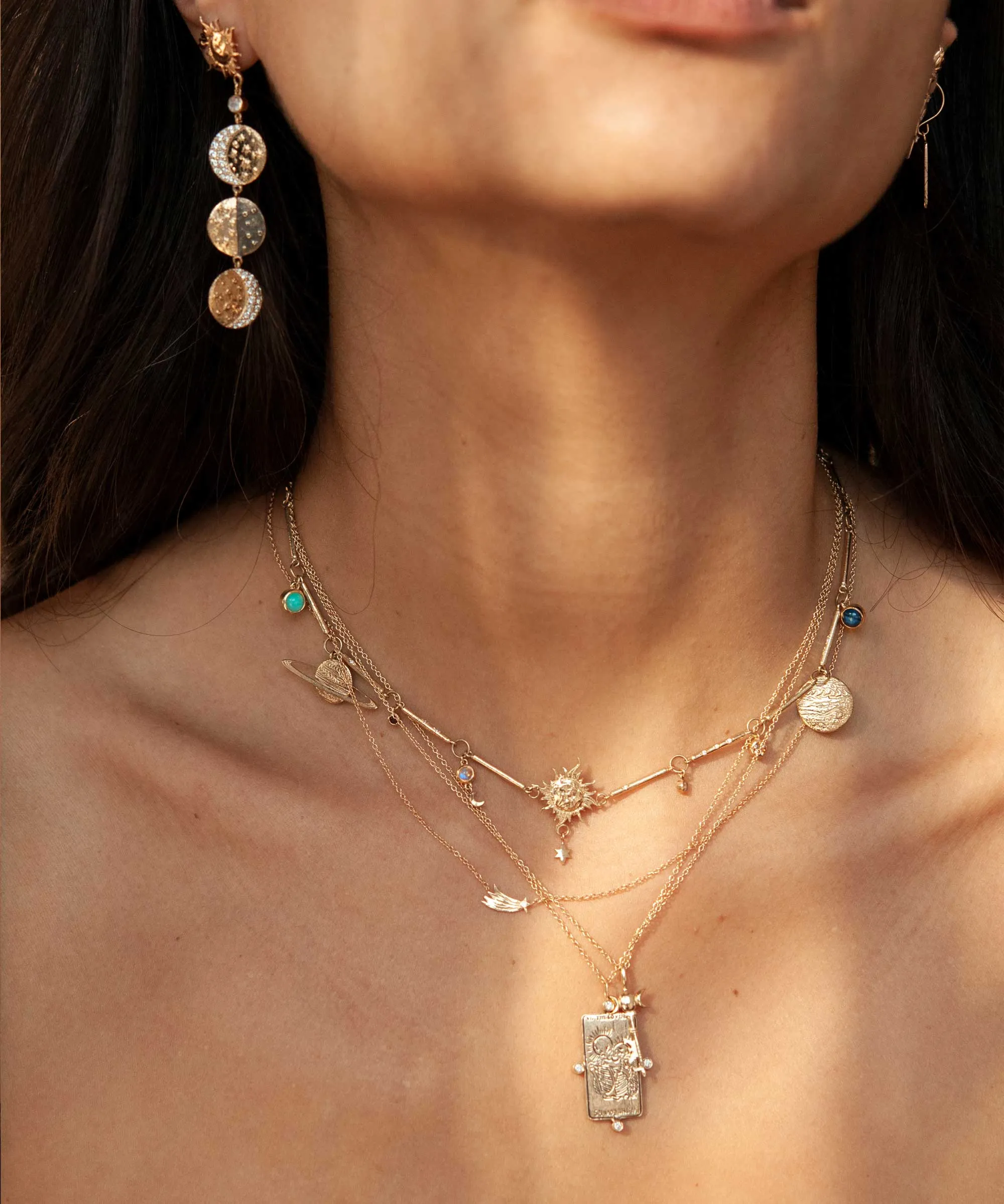 Diamond The Lovers II. Tarot Card Necklace
