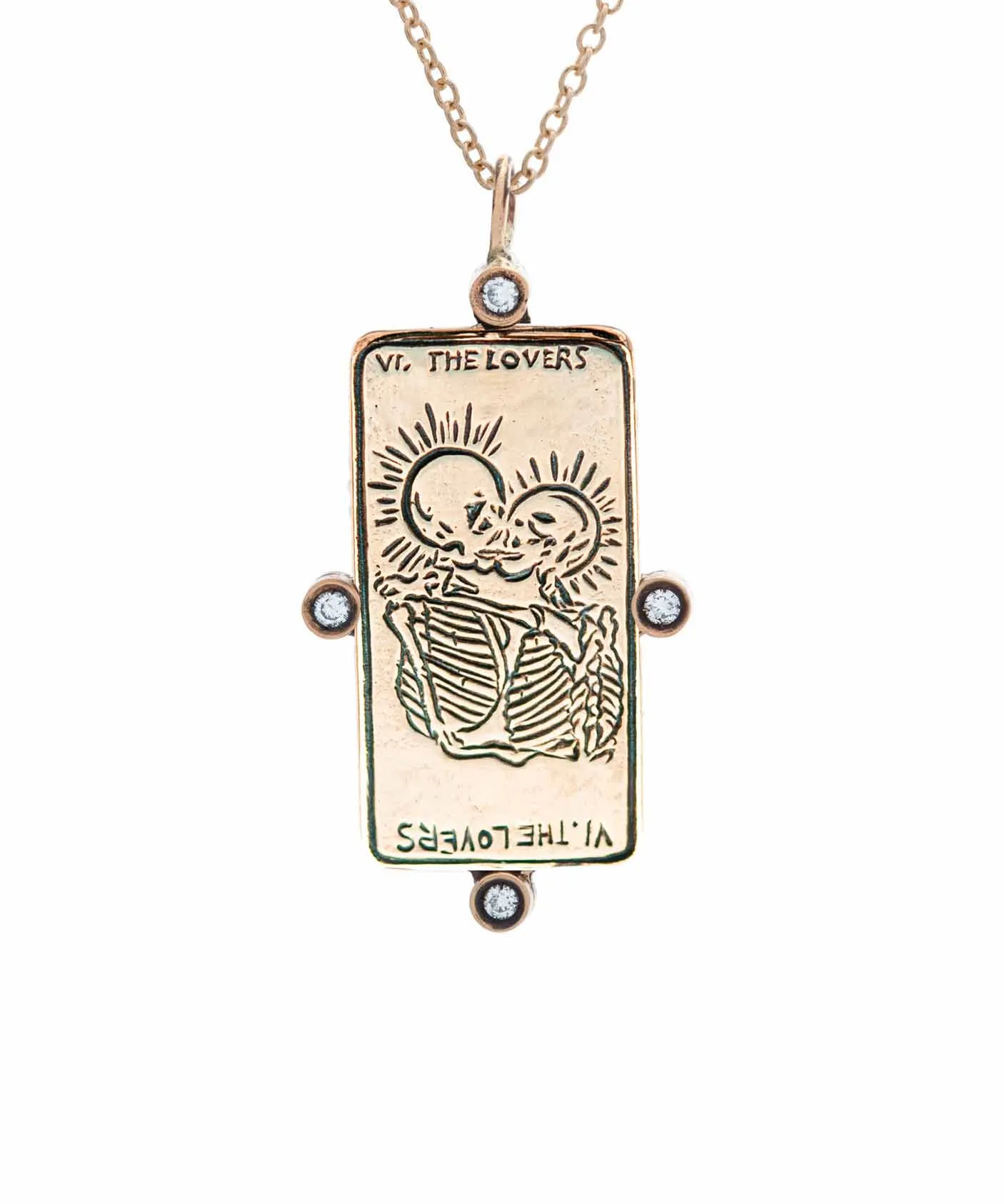 Diamond The Lovers II. Tarot Card Necklace