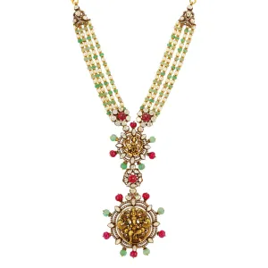 Divine Saraswati 925 Coral Moissanite Vinayakar Drop Necklace